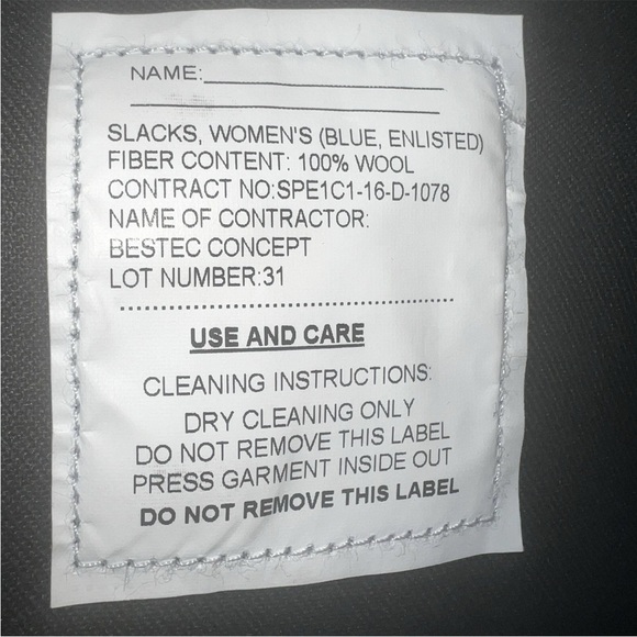 NWT Women’s U.S. Navy Pants 100% Wool Sailor Deep Blue SZ 10JP Military - Picture 9 of 11